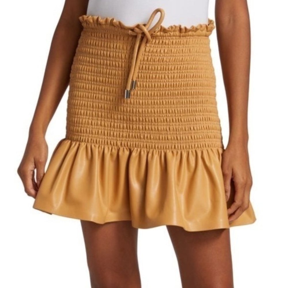 ALC Jenny Smocked Vegan Leather Mini Skirt